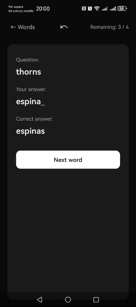 Экран Fluentto: неправильный ответ и показ правильного