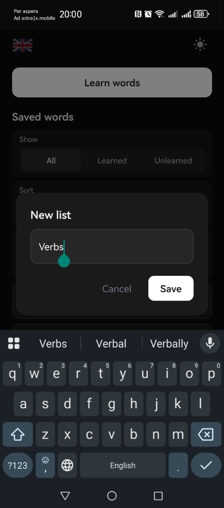 Экран Fluentto: создание нового списка